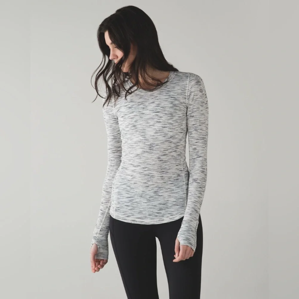 Lululemon 5 Mile Long Sleeve Tiger Space Dye Black White Size 2